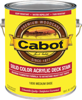 Cabot 140.0001808.007 Decking Stain, Low-Lustre, Medium Base, Liquid, 1 gal