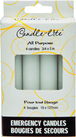 CANDLE-LITE 3745595 Emergency Candle, 25 to 30 hr Burning, White Candle