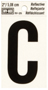 HY-KO RV-25/C Reflective Letter, Character: C, 2 in H Character, Black