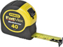 STANLEY 33-740L Tape Measure, 40 ft L Blade, 1-1/4 in W Blade, Steel Blade,