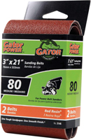 Gator 3146 Sanding Belt, 3 in W, 21 in L, 80 Grit, Medium, Aluminum Oxide