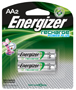 Energizer NH15BP-2 Rechargeable Battery, AA Battery, Nickel-Metal Hydride,