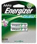 Energizer NH12BP-2 Rechargeable Battery, AAA Battery, Nickel-Metal Hydride,