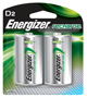 Energizer NH50BP-2 Rechargeable Battery, D Battery, Nickel-Metal Hydride,