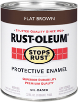RUST-OLEUM STOPS RUST 239083 Protective Enamel, Flat, Brown, 1 qt Can