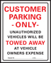 HY-KO 700 Parking Sign, Rectangular, Black/Red Legend, White Background,