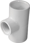 LASCO 402131BC Reducing Pipe Tee, 1 x 3/4 in, Slip x FPT, PVC, White, SCH 40