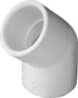 LASCO 417007BC Pipe Elbow, 3/4 in, Slip, 45 deg Angle, PVC, White, SCH 40