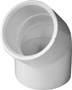 LASCO 417012BC Pipe Elbow, 1-1/4 in, Slip, 45 deg Angle, PVC, White, SCH 40