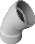 CANPLAS 192503 Sanitary Pipe Elbow, 3 in, Hub, 45 deg Angle, PVC