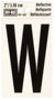 HY-KO RV-25/W Reflective Letter, Character: W, 2 in H Character, Black