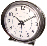BABY BEN 11611QA Alarm Clock, Plastic Case, Silver Case