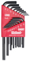 Eklind 10018 Hex Key Set, 18-Piece, Steel, Black