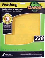 Gator 7266 Sanding Sheet, 11 in L, 9 in W, 220 Grit, Extra Fine, Aluminum