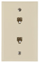 Zenith TW1002DW Telephone Wallplate; 4-1/2 in L; 2-3/4 in W; 2-Gang; White