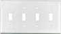 Arrow Hart 2154W-BOX Standard-Size Wallplate, 4-Gang, Thermoset, White