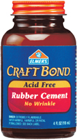 Elmers E425 Rubber Cement; Liquid; Mild; Solvent; 4 oz Bottle