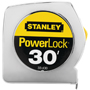 STANLEY 33-430 Measuring Tape, 30 ft L Blade, 1 in W Blade, Steel Blade,