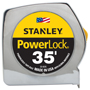 STANLEY 33-835 Measuring Tape, 35 ft L Blade, 1 in W Blade, Steel Blade,