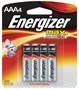 Energizer E92BP-4 Alkaline Battery; 1.5 V Battery; 1250 mAh; AAA Battery;