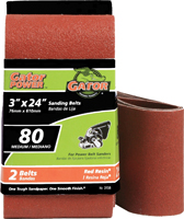 Gator 3156 Sanding Belt, 3 in W, 24 in L, 80 Grit, Medium, Aluminum Oxide