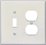 Eaton Wiring Devices PJ18W Combination Wallplate, 4-7/8 in L, 4-15/16 in W,