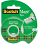 Scotch Magic 119 Office Tape, 800 in L, 1/2 in W, Plastic Backing