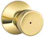 Schlage F40VBEL605 Privacy Door Knob, Metal, Brass