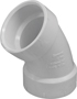 CANPLAS 192502 Sanitary Pipe Elbow, 2 in, Hub, 45 deg Angle, PVC, White