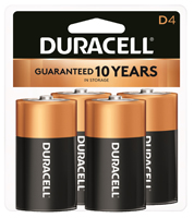 DURACELL MN1300R4Z Alkaline Battery; 1.5 V Battery; 14 Ah; D Battery;