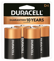 DURACELL MN1300R4Z Battery, 1.5 V Battery, 14 Ah, D Battery, Alkaline,