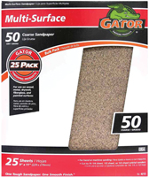 Gator 3267 Sanding Sheet, 11 in L, 9 in W, 50 Grit, Coarse, Aluminum Oxide