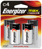 Energizer E93BP-4 Alkaline Battery, C Battery, Zinc, Manganese Dioxide, 1.5