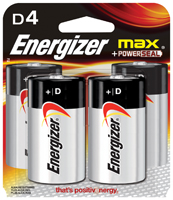 Energizer E95BP-4 Alkaline Battery, D Battery, Zinc, Manganese Dioxide, 1.5