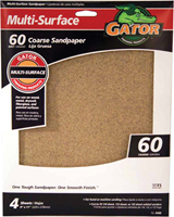 Gator 4440 Sanding Sheet, 11 in L, 9 in W, 60 Grit, Coarse, Aluminum Oxide