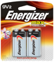 Energizer 522BP-2 Alkaline Battery, 9 V Battery, Zinc, Manganese Dioxide, 9
