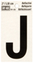 HY-KO RV-25/J Reflective Letter, Character: J, 2 in H Character, Black