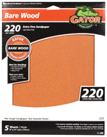 Gator 4465 Sanding Sheet, 11 in L, 9 in W, Extra Fine, 220 Grit, Garnet