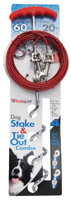 Boss Pet PDQ 01316 Tie-Out/Spiral Stake Combo, 20 ft L Belt/Cable, Steel,