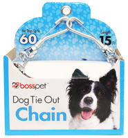 Boss Pet PDQ 43715 Pet Tie-Out Chain; Twist Link; 15 ft L Belt/Cable; Steel;