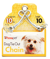 Boss Pet PDQ 53010 Pet Tie-Out Chain with Swivel Snap; Twist Link; 10 ft L