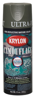 Krylon K04293777 Camouflage Paint, Ultra-Flat, Olive, 12 oz, Aerosol Can