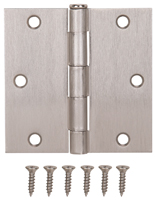 ProSource 20338SNX Square Corner Door Hinge, Steel, Satin Nickel, Loose Pin,