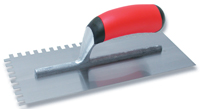 QLT 15672 Trowel, 11 in L, 4-1/2 in W, Square Notch, Soft Grip Handle