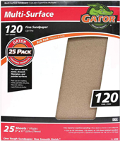 Gator 3263 Sanding Sheet, 11 in L, 9 in W, 120 Grit, Fine, Aluminum Oxide