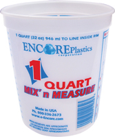ENCORE Plastics 300343 Paint Container, 1 qt Capacity, Plastic