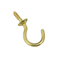 National Hardware N119-685 Cup Hook, 0.39 in Opening, 1-1/2 in L, Brass,