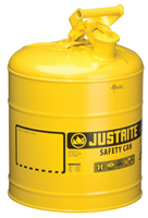 JUSTRITE 7150200 Safety Can; 5 gal Capacity; Steel; Yellow