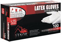 VENOM STEEL VEN4125 Non-Sterile Disposable Gloves, L/XL, Latex, Clear, 9 in