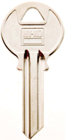 Hy-Ko 11010Y1 Key Blank, 2.15 in L x 0.98 in W, Brass, Nickel Plated